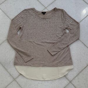 Women's Beige Studded Top,XSP